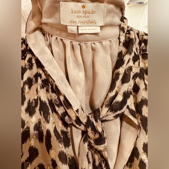 Kate Spade Sleeveless Silk Leopard Print Peplum Blouse Womens Size Large - Picture 6 of 14